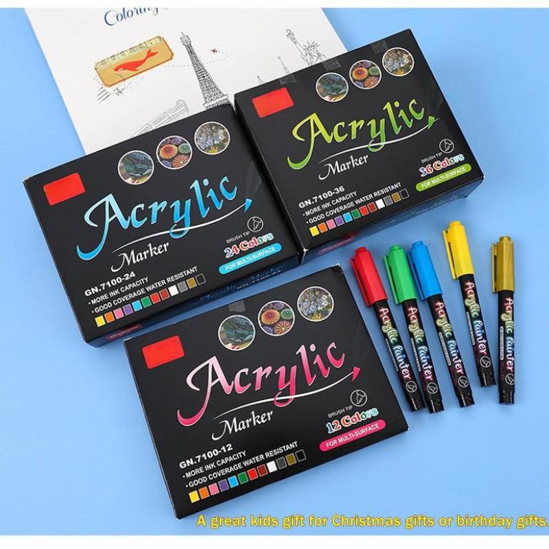 Мягкие кисти для акриловых маркеров с ультратонкими кончиками и маркеры-кисти для рисования камней, кусков дерева, керамики, рождественских украшений