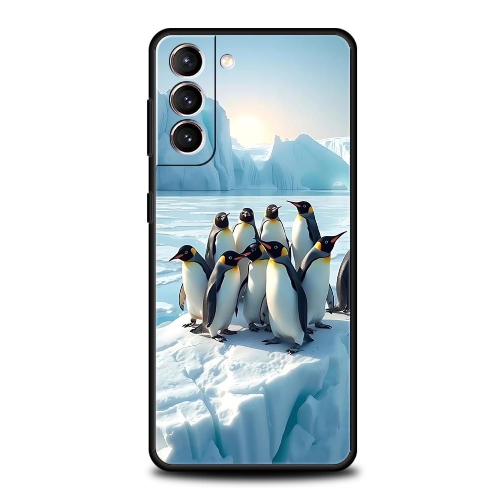 Пингвин Кавайи Милый Мягкий Чехол Для Телефона Для Samsung Galaxy S25 Edge S24 Plus S23 FE S22 S21 S20 Ultra 5G S10 Черный Защитный Чехол