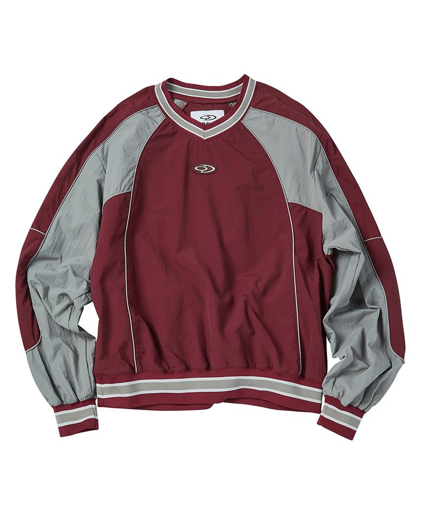 TRAVEL Color Block Nylon Sweatshirt Burgundy