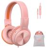 Проводные наушники SIMOLIO для девочек с микрофоном, ограничение громкости 85 дБ, 94 дБ, 104 дБ, легкая складная гарнитура с сумкой для мобильного телефона для школьников и детей