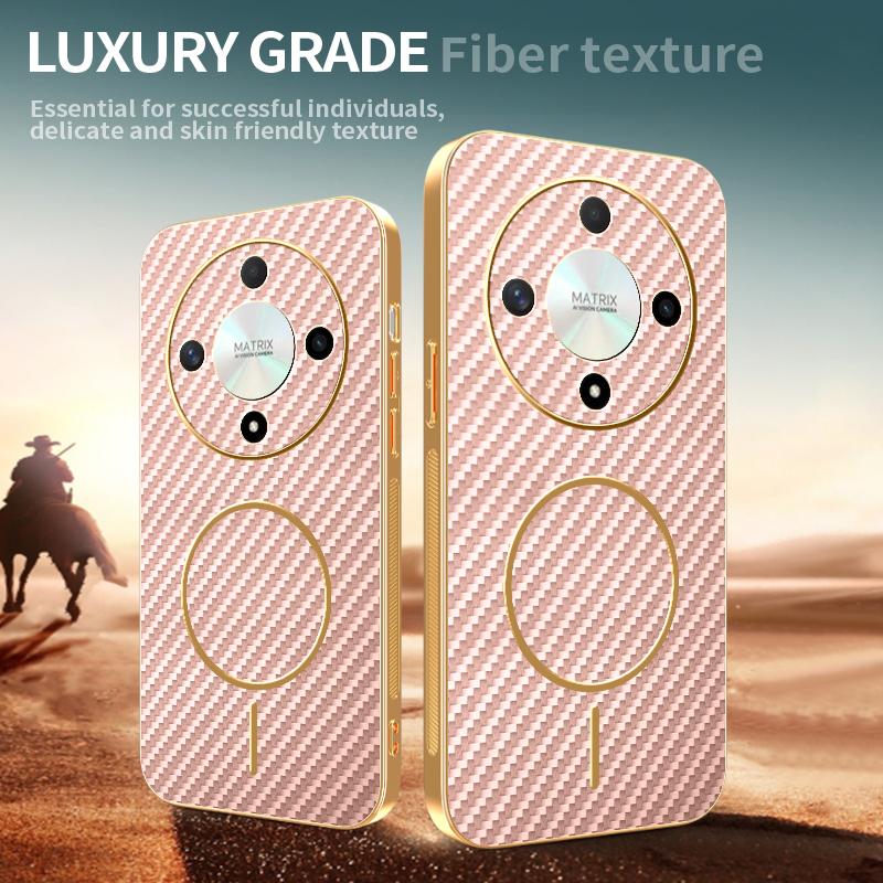 For Honor X9b 5G/Magic6 Lite 5G Phone Case Carbon Fiber Textured Electroplated TPU Back Cover