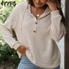 Женская мода повседневная весна осень однотонные принты с длинным рукавом с капюшоном блузки и рубашки