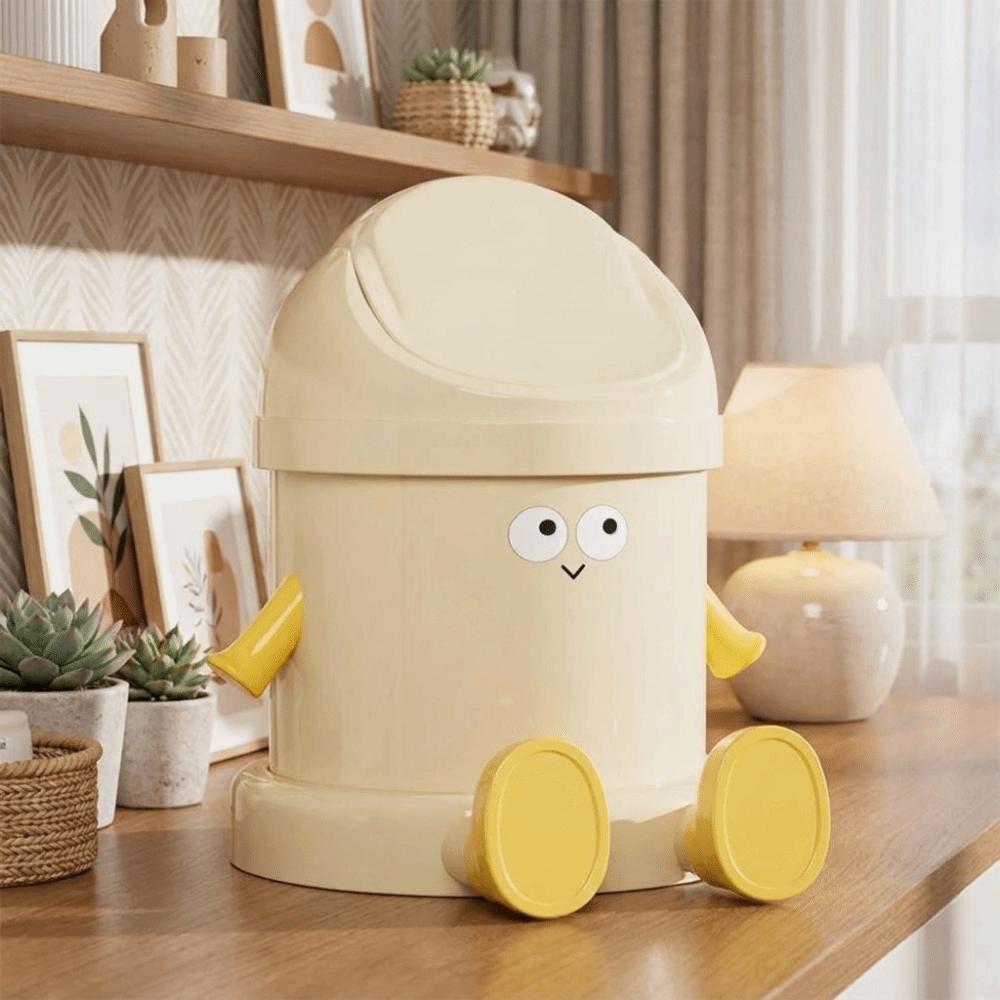 with Lid Desktop Trash Can Round Storage Bucket Creative Waste Bin Dormitory