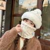 Women's Autumn & Winter Plush Thickened Integrated Hat & Scarf for Cycling - Windproof, Coldproof, Electric Car Pullover Hat.