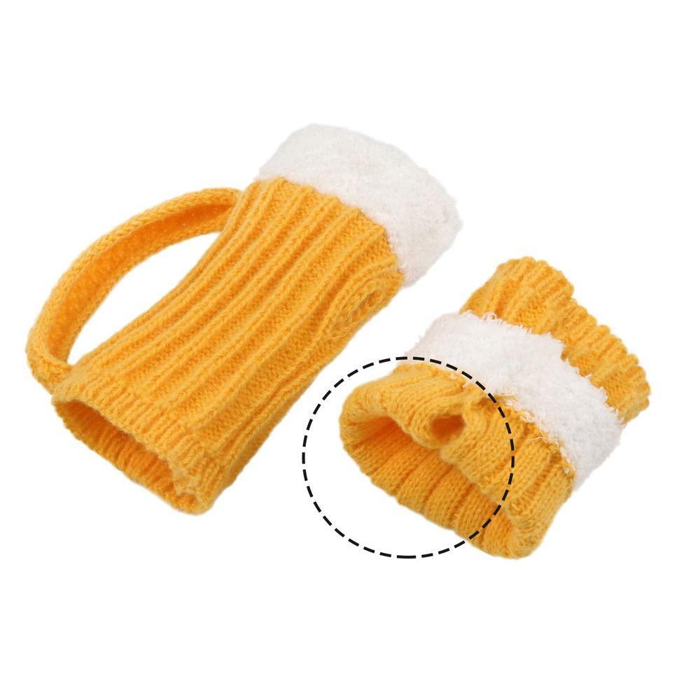 Creative 3D Beer Cup Hat Knitted Beer Cup Gloves Funny Beer Lovers Hairline Cap  Party