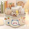 Large Capacity Rotating Pen Holder Thickened PP Desk Organizer for Students Multi-functional Storage Case with Non Slip Base