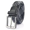 Бесступенчатый сетчатый ремень без отверстий для и джентльменов [FREESE] Мужской ремень, плетеный, повседневный, деловой, для гольфа, (Черный/Серый Волна)