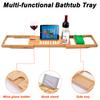 Bamboo Bath Tray with Wine Glass Holder Non-Slip Handle Design Adjustable Bath Shelf Multi-functional Book Stand Bathroom Organizer