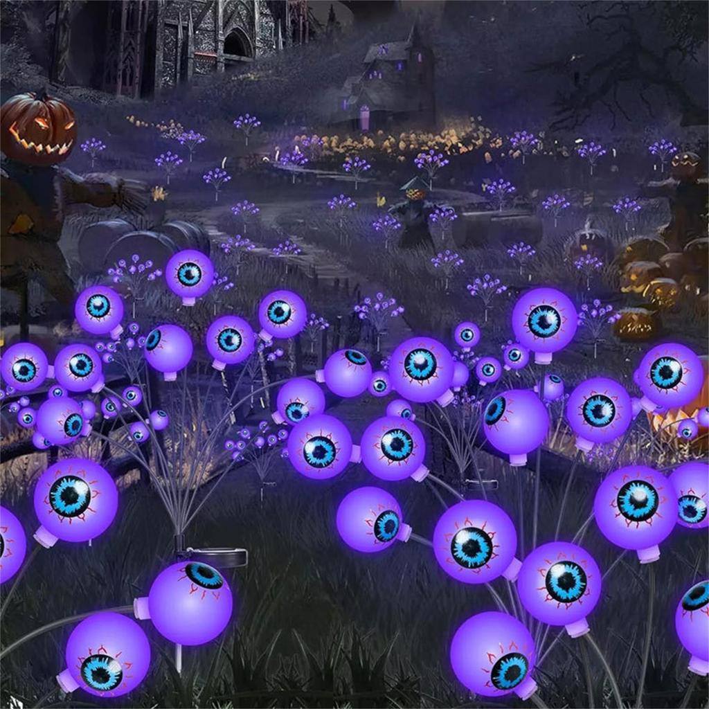 Украшения на Хэллоуин, уличные солнечные страшные огни в виде глазного яблока, зеленые качающиеся огни в виде глазного яблока, водонепроницаемые солнечные огни для дорожек на Хэллоуин