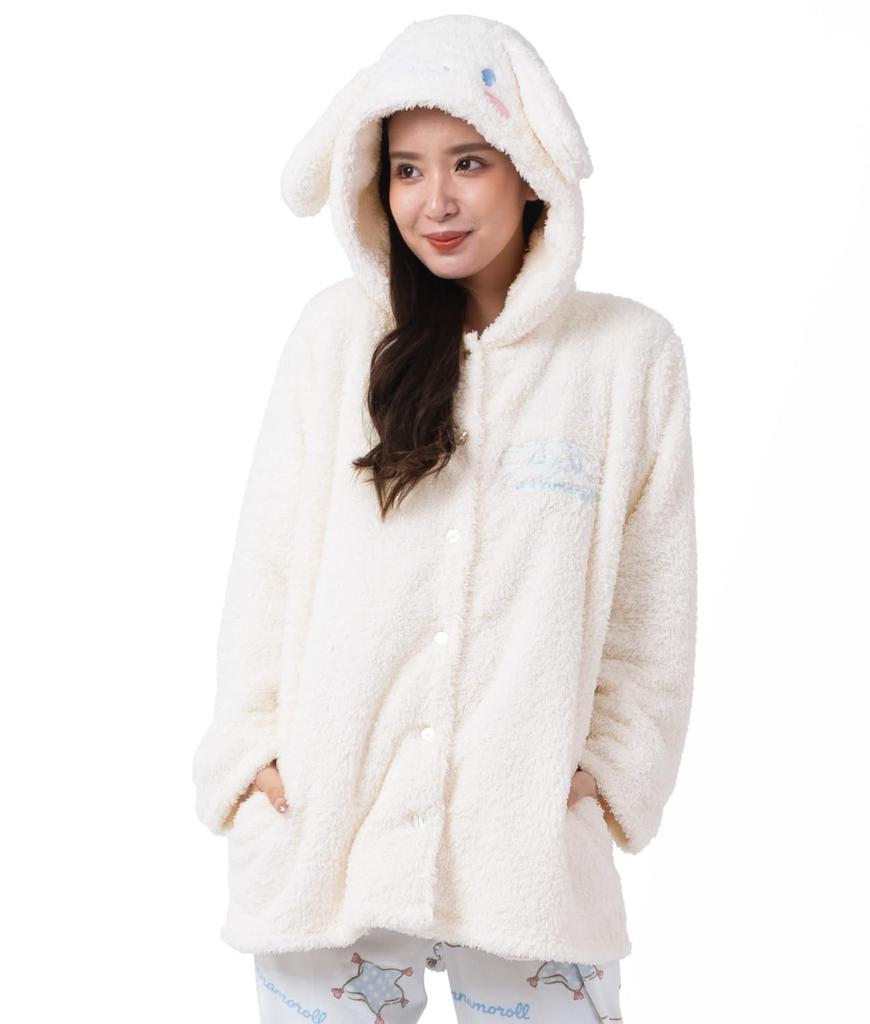 Cinnamoroll Gown Poodle Boa Hooded Tail Embroidered Room Wear Pajamas Cinnamoroll Sanrio Size [Southzak] Dress-up Women's M-L