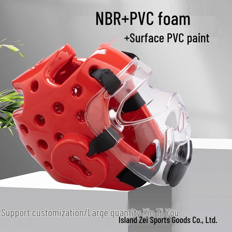 Защита головы для тхэквондо со съемной дышащей пеной NBR, красная/синяя