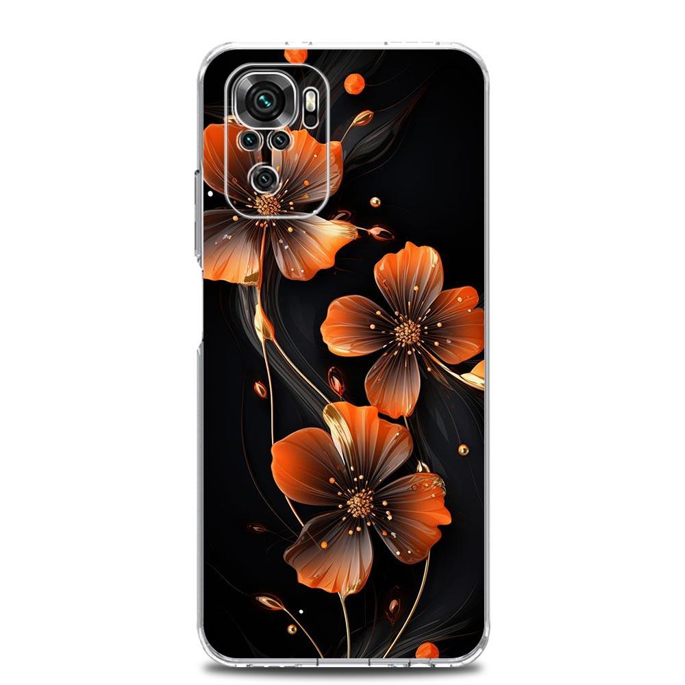 Чехол для телефона для Xiaomi Redmi Note 13 12 5G 9S 9 8 10 11 Pro Plus 4G 9T 13C 12C 10C 9C 9A 7 Pro Прозрачная крышка Красивые Цветы Листья