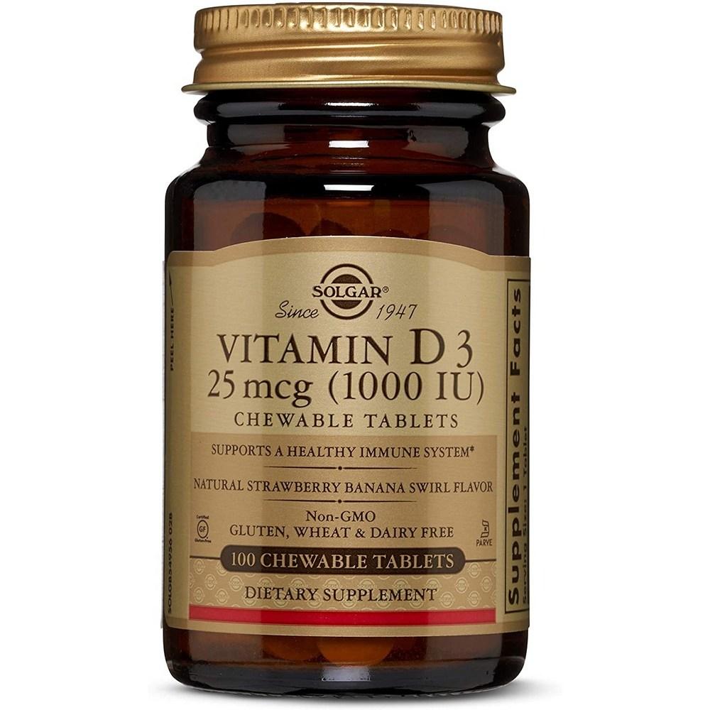 Solgar Vitamin D3 1000 IU Chewable Tablets 100 pcs 1 pcs