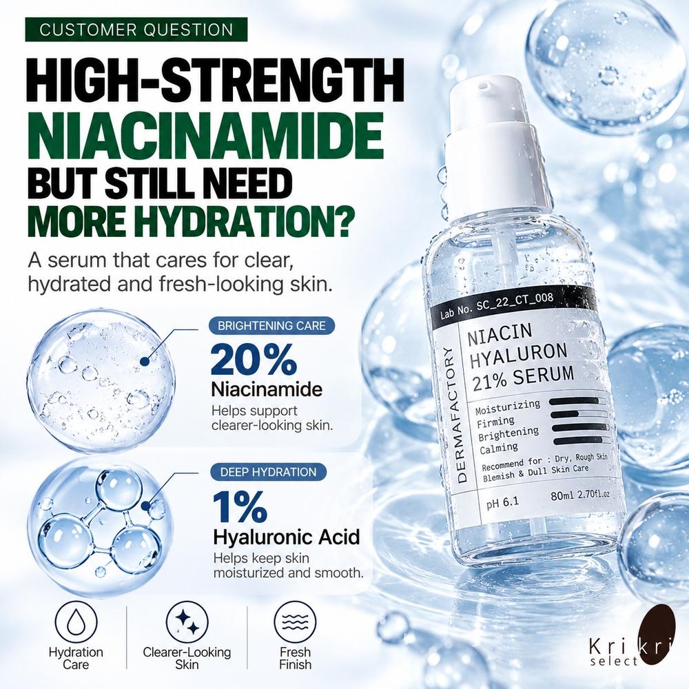 DERMAFACTORY Сыворотка с Ниацином и Гиалуроном 21% 80 мл 20% Ниацинамид + 1% Гиалуроновая кислота Увлажняющий уход