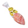 Hematoid Quartz, Citrine Gemstone 925 Sterling Silver Jewelry Pendant 2.5"  AH-3294
