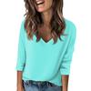 Women's T Shirt Tee Solid Color Falling Shoulder Sleeve 3/4 Sleeve Daily Weekend Fashion Basic V Neck Regular Top