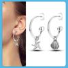 New S925 Silver Double Hoop Earrings Sparkling Pave Stud Earring Gift For Women Engagement Jewelry Anniversary