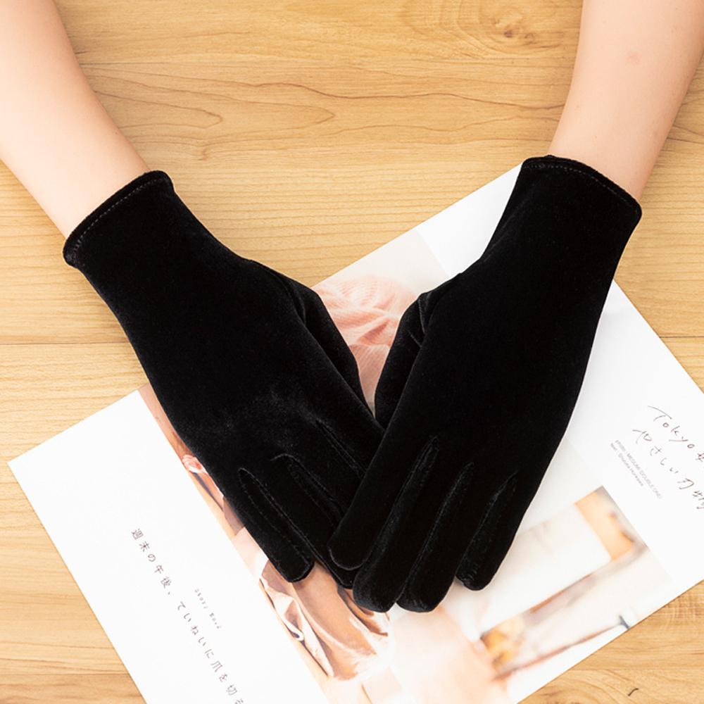 Велосипедные зимние женские осенние мягкие варежки с длинными пальцами, перчатки для вождения, эластичные золотые бархатные перчатки