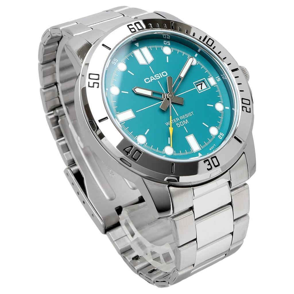 Casio Standard Analog Quartz Watch with Metal International Model Men's MTP-VD01D-3E2V Band, Blue-Green, [Used]