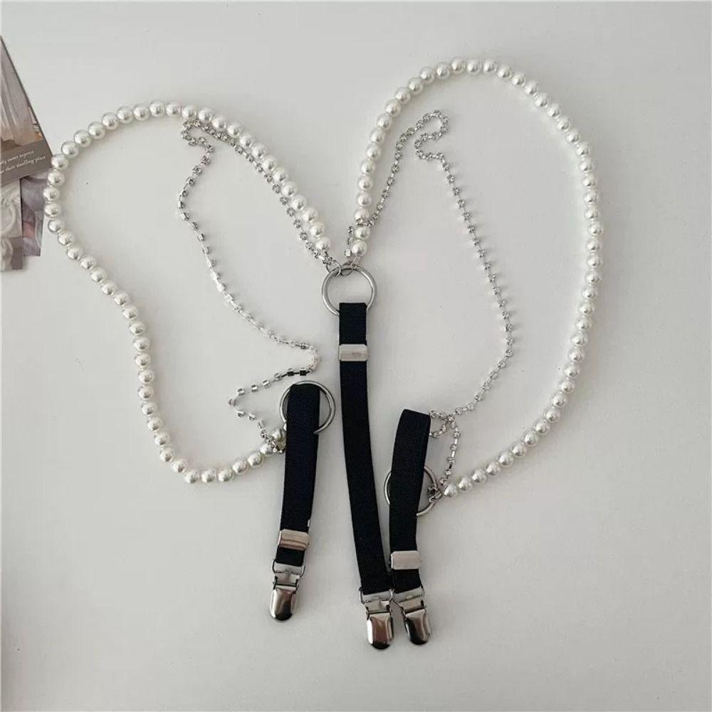 Подтяжки Y-образной формы с жемчугом, эластичные, регулируемые, для женской рубашки