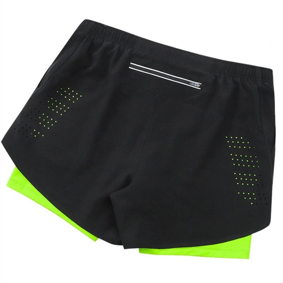Мужские шорты 2-в-1, двухслойные, со встроенным карманом, быстросохнущие, подходят для занятий в спортзале, фитнесом, пилатесом, спортом на открытом воздухе, бегом, теннисом, бадминтоном