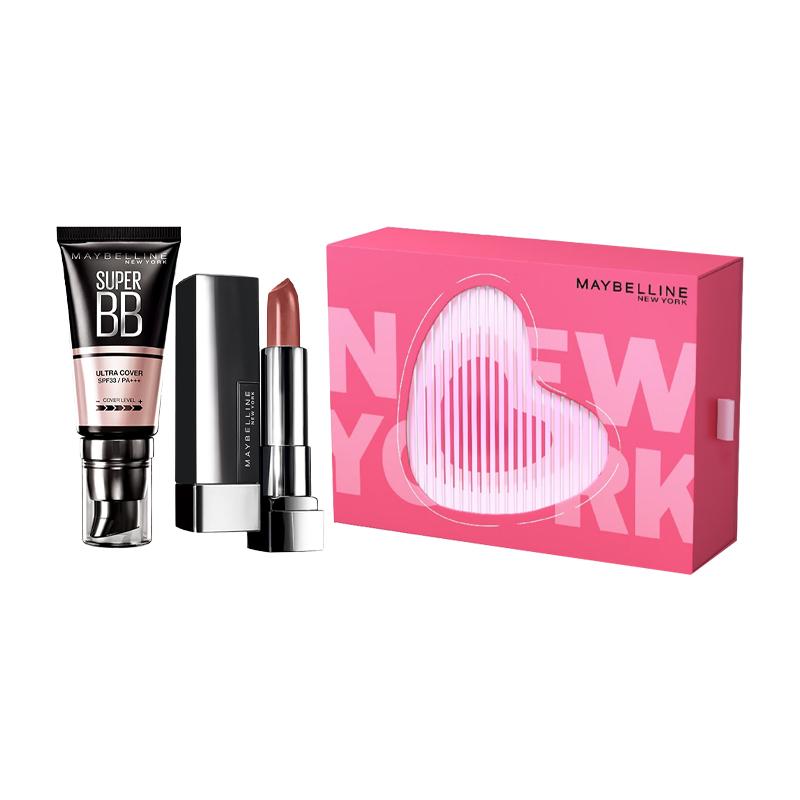 Maybelline Черный Кубик Рубика Помада BB-крем Карандаш для бровей Набор для макияжа Подарочная коробка Ограниченная серия к Фестивалю Циси - Набор из двух предметов Потрясающая стойкая помада Li