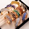 Цветной рисовый бисер стразы открытый браслет преувеличенный широкий браслет модный индивидуальность крутые ручные украшения