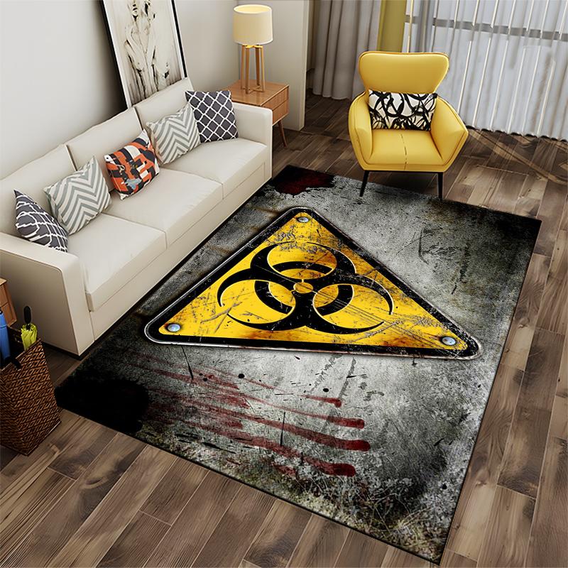 Hazard Warning Symbol Design for Unique Home Decor Suitable for use as an anti-slip game mat for living room and bedroom sofas