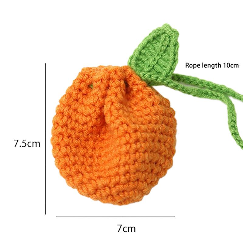 Orange Coin Purse Crochet Drawstring Bag Cute Drawstring Strawberry Shaped Crochet Purse Crochet Lemon Bag Coin Chargers