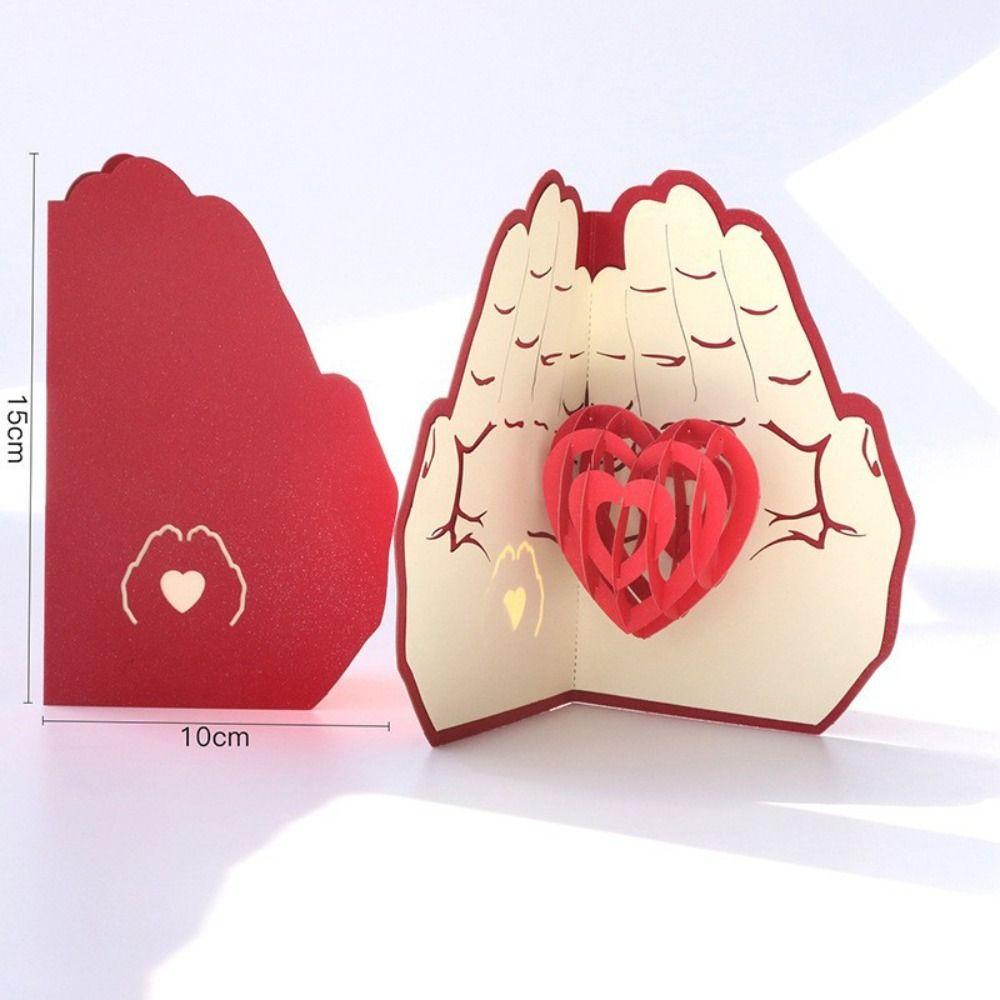 Handwriting 3D Pop-Up Valentine's Day Cards 3D Love Postcard Festival Decoration