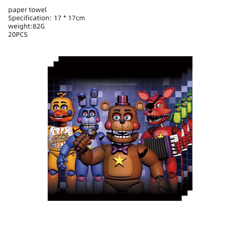 FNAF Пять Ночей с Фредди Украшения для Дня Рождения Воздушные Шары Тарелки Баннер Набор Посуды для Праздника Малыша Подарки для Детей