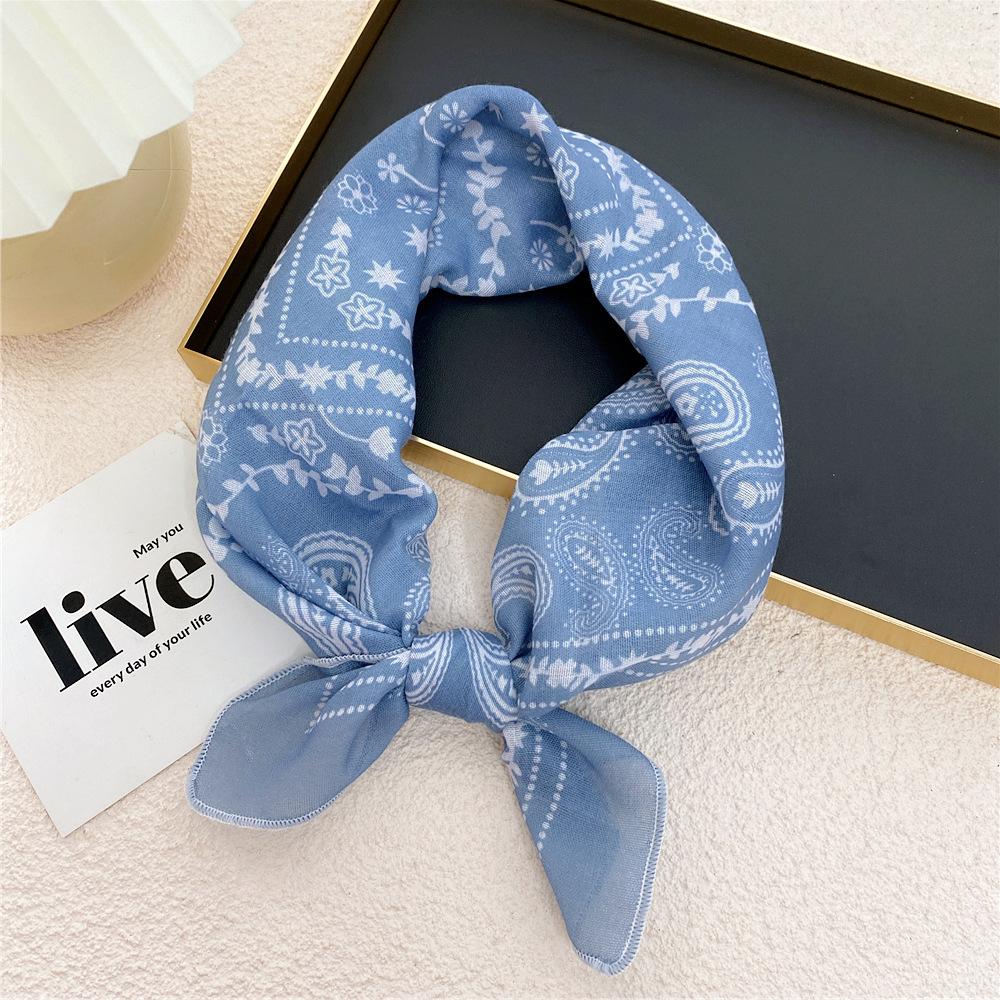 Cotton And Linen Small Square Scarf Silk Scarf Women'S Spring And Autumn New Style Artistic And Versatile Fashionable Temperament Headband Scarf