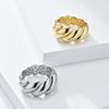 Simple Twisted Bread Titanium Steel Ring 18K Gold Plated Women's Fashion Accessories