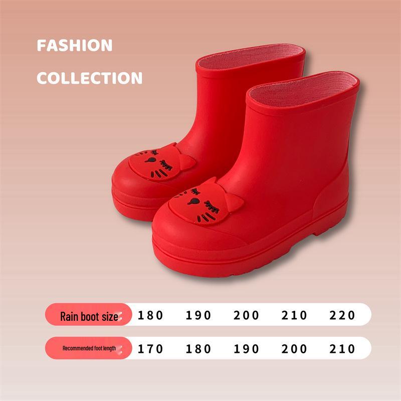 Kids' Cute Cat Rain Boots: Non-slip, Waterproof Medium-Height for Toddlers & Children