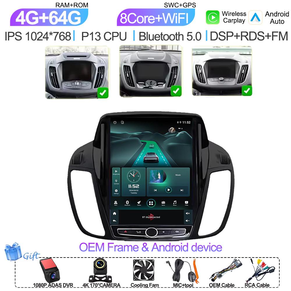 Pdzh2 9,7-дюймовый автомобильный Android Auto для Ford KUGA C-max Escape 2013 - 2015 Мультимедийный плеер Стерео Навигация GPS Головное устройство Сенсорный экран