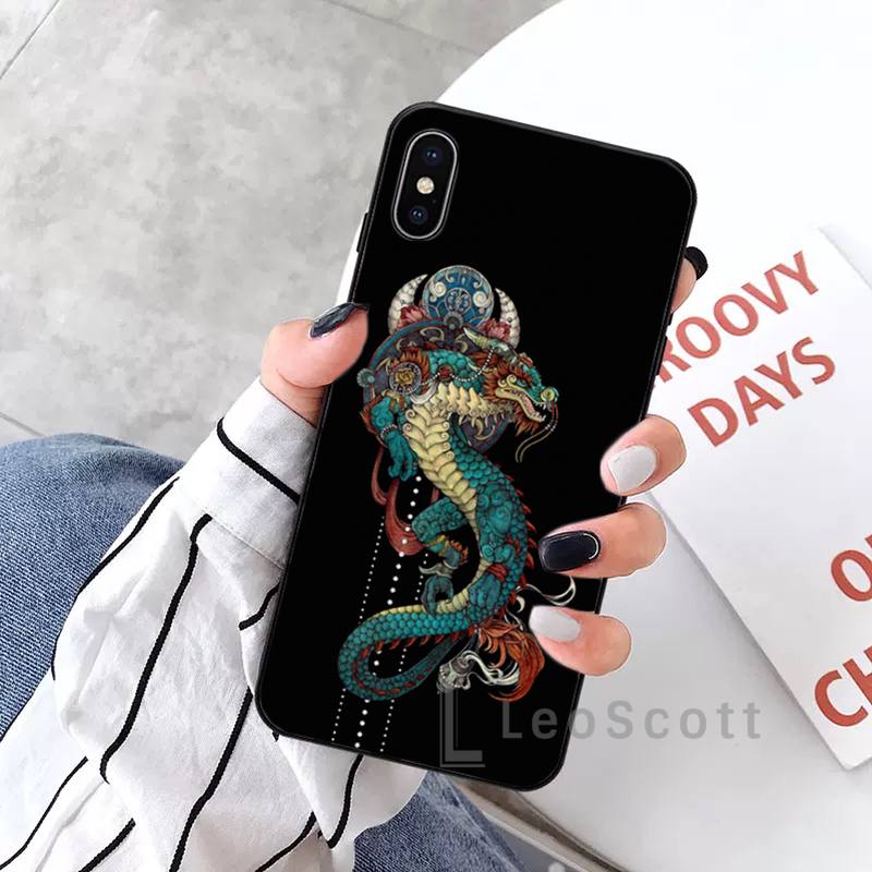 Мягкий чехол для телефона с цветком дракона змеи арт крутой для iPhone 11 12 pro XS MAX 8 7 6 6S Plus X 5S SE 2020 XR
