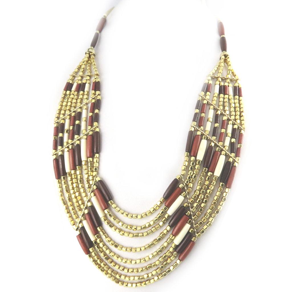 Les Trésors De Lily [N1668] - Golden Brown 'Kilimanjaro' Designer Necklace