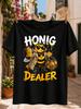 Honig Dealer Biker Bee Yellow Gangster Cartoon Tee With A Bee With Detective Styling Holding Pure  Unisex All Tshirt