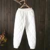 Women Winter Pants High Elastic Waist Thick Padded Solid Color Loose Soft Ankle-banded Casual Pockets Lightweight Lady Down Trousers