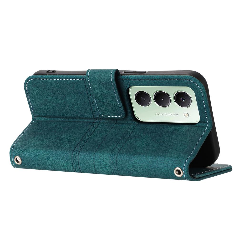 For Xiaomi Redmi 15 4G (EU) (171mm) Case Wallet Skin-Touch Leather Imprinted Phone Cover with Wrist Strap