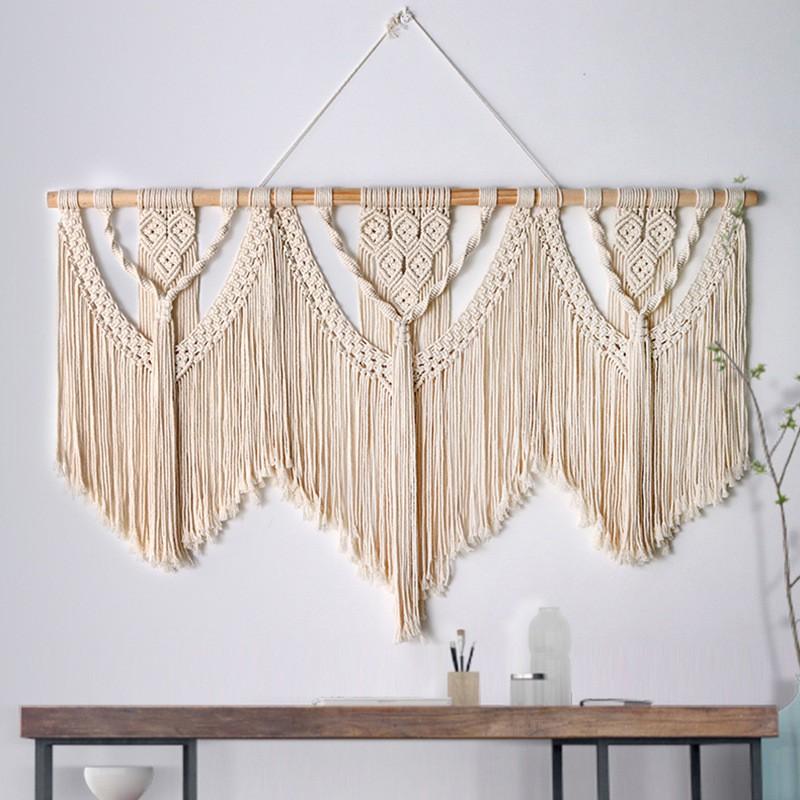 Handwoven Bohemian Tapestry Wall Hanging Decor Living Room Bedroom Minimalist Cotton Macrame Door Divider