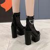 Fashion Air Mesh Sexy High Heels Boots Women Fetish Model Shoes White Wedding Shoes Bride Platform Shoes Zipper Black Punk Gothic