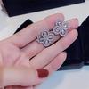Fashion Luxury Four-leaf Clover Stud Earrings Sweet Flower Design Zircon Earrings For Women's Wedding Jewelry
