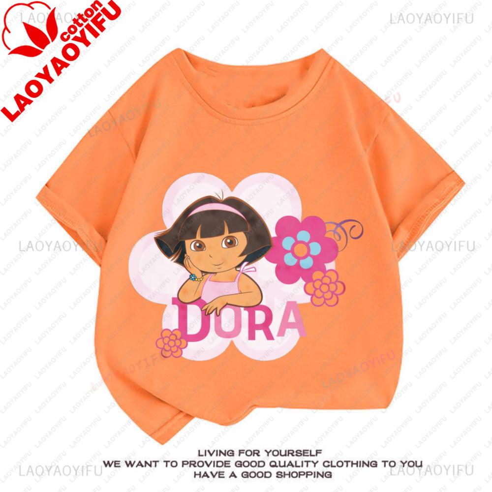 Dora The Explorer Classic Fashion Cute Tee Harajuku Retro Cartoon 90s TShirt Unisex T Shirt Personality Tops Street Y2k Clothes