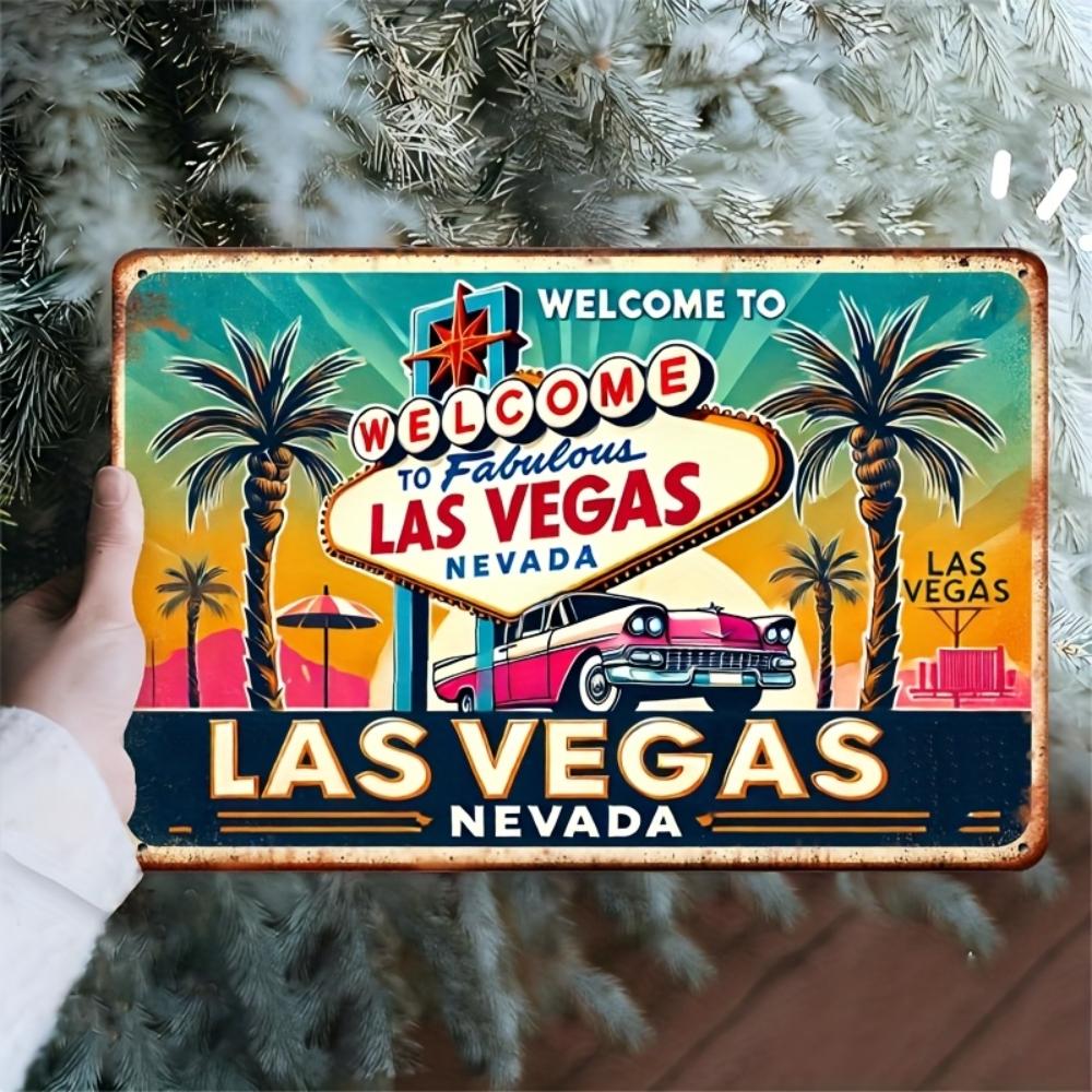 ClassicVegasDecor Железный знак Лас-Вегаса Ретро Неоновое искусство СпальняБар Отель Идеальный подарок для казино