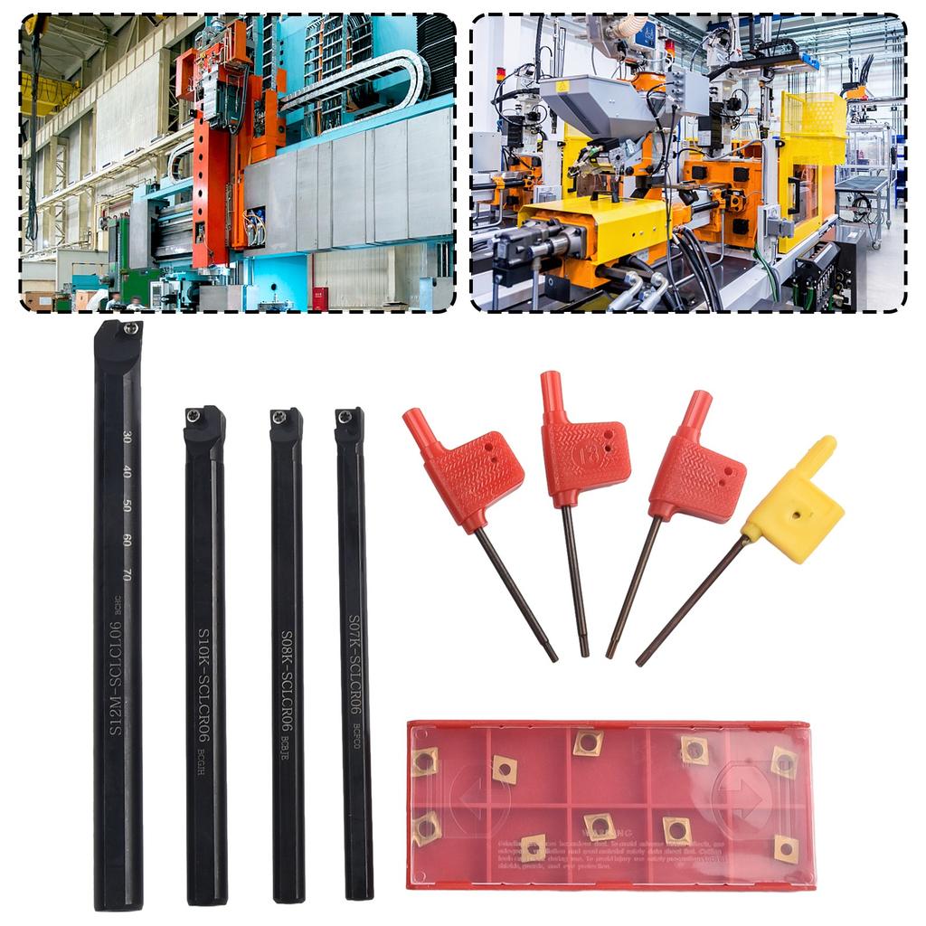 4 шт. Набор токарных расточных резцов S07K/S08K/S10K/S12M-SCLCR06 и ключи T8