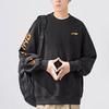 Li Ning Brand Logo Пара Повседневный спортивный свитер с круглым вырезом Длинный рукав Флисовая толстовка Унисекс толстовка Черный YWDT533-2
