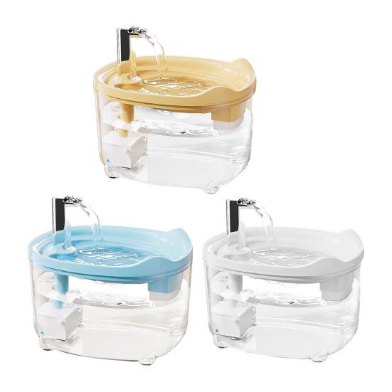 Автоматический фонтан для воды для кошек Тихая циркулирующая поилка для домашних животных с двойной системой фильтрации USB-зарядка 1,5 л Пластиковый диспенсер для воды без BPA