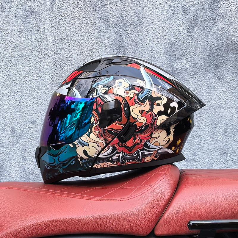 Small Shell Helmet Peel-off Helmet Motorcycle Helmet Locomotive Double Lens Men's and Women's Four-season Motorcycle Cruise Helmet Large