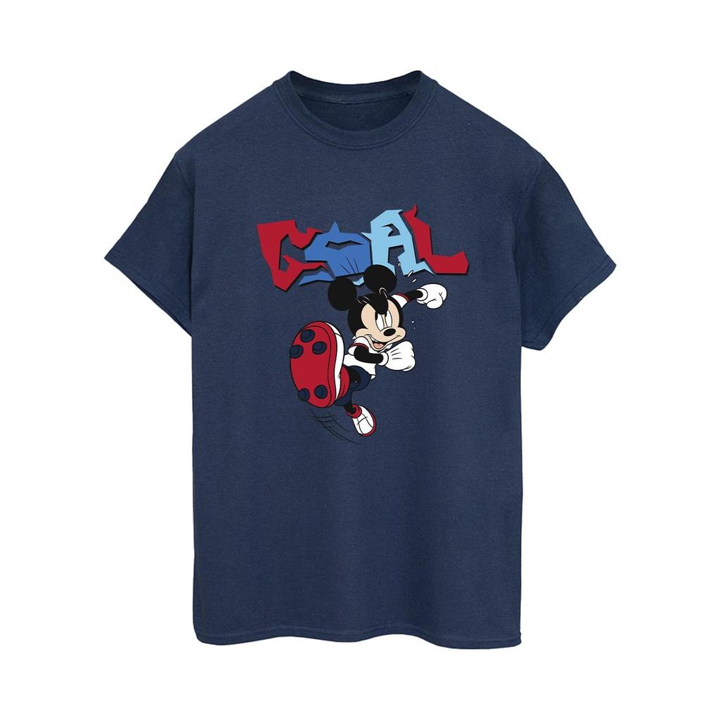 Disney Womens/Ladies Mickey Mouse Goal Striker Pose Cotton Boyfriend T-Shirt